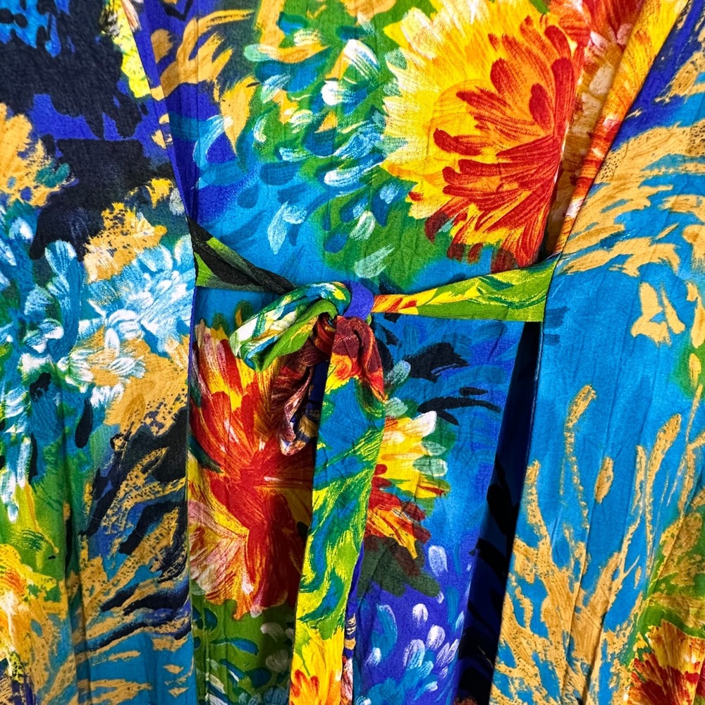 Jams World Sea Life 90s Vintage Sleeveless Maxi Dress Multi-Color Button Front S - Picture 11 of 16